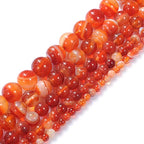 62Pcs Natural Crystal Beads Stone 6mm Red Stripe Onyx Agates Gemstone Round Loose Energy Healing Beads for Bracelet Necklace Earrings Jewelry Making - color: Red, size: 6MM