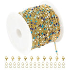 UMAOKANG 33 Feet/10M Blue Mixed Color Bead Chains for Jewelry Making Gold Plated Stainless Steel Soldered Cable Thin Chain on Spool Bracelet DIY Jewelry Findings - color: Blue Mixed Bead-Gold