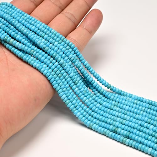 ICAI Beads Natural 2x4mm Rondelle Beads, Abacus Disk Stone Spacer Beads – Loose Natural Gemstone Beads for DIY Bracelet, Necklace, Jewelry Making (Blue Turquoise) - color: Blue Turquoise, size: 2x4