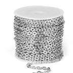 33 Feet Stainless Steel Cable Chains Roll, 3.5mm Width 304 Stainless Steel Flat Cable Link Chains Spool Bulk for Jewelry Making DIY Craft - color: Stainless Steel, size: 3.5mm width