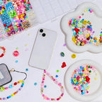 MYCUTEY DIY Phone Charm Making Kit with 657Pcs Colorful Pony,Letter,Football,Star,Flower Beads,Craft Supplies for Jewelry-Making,Necklace,Bracelet Personalized Name Making Gift for Women Kids Girls - color: Phone Charm Kit