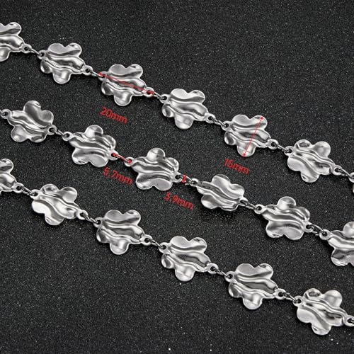 UMAOKANG 2 Meters Stainless Steel Jewelry Making Chain Roll Decorative Flower Link Chain on Spool - color: Silver Flower