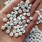 Amaney 2000pcs Letter and Gold Spacer Beads Kit for DIY Bracelet Necklace Craft Jewelry Making - color: Gold on White