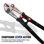 WORKPRO W017007A Bolt Cutter, Bi-Material Handle with Soft Rubber Grip, 30", Chrome Molybdenum Steel Blade - size: 30", style: Bolt Cutter