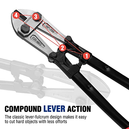 WORKPRO W017007A Bolt Cutter, Bi-Material Handle with Soft Rubber Grip, 30", Chrome Molybdenum Steel Blade - size: 30", style: Bolt Cutter