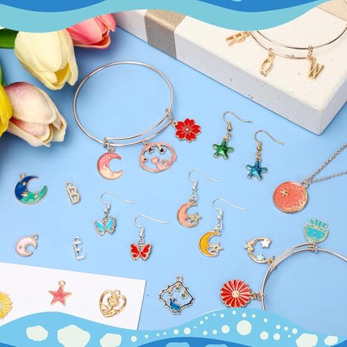 SANNIX 500Pcs Charms for Jewelry Making, Assorted Themes Enamel Charms Bangle Charm Pendants for Bracelets Necklace Jewelry Making and Crafting