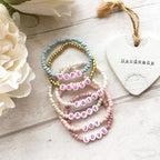 Pink Letter Beads Alphabet Letters White Round Bead, 4x7mm 1200pcs, Pink Beads for Bracelets Friendship Bracelets Making Kit Beads with Box - color: Pink Letter White Bead, size: 4×7mm(Round)