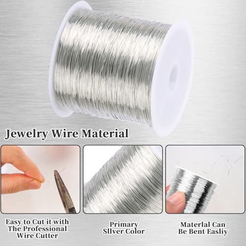 328Ft Jewelry Wire Craft Wire Copper Wire, 28 Gauge with 0.3mm Fine Specification for Jewelry Making Supplies Crafting, 0.3mm X 100m (Silver)