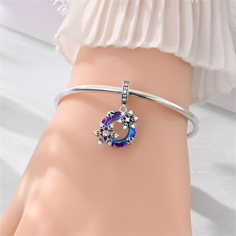 Charm for Bracelets and Necklaces, Heart Animals 925 Sterling Silver Bead Celestial Sun Moon Star Charms Jewelry Gift for Women Girls - color: Snowflake Charm