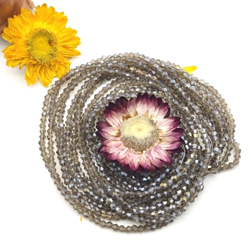 3mm1100pcs Bicone Beads Crystal Glass Faceted Beads for Necklace Bracelet Earrings DIY Jewelry Crafts Making Project (3mm GreyAB) - color: 3mm GreyAB