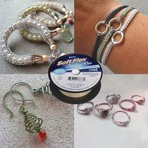 Soft Flex 21 Strand Beading Wire - Fine 0.14 Diameter - 30 Feet Design Wire - style: Bone Nylon