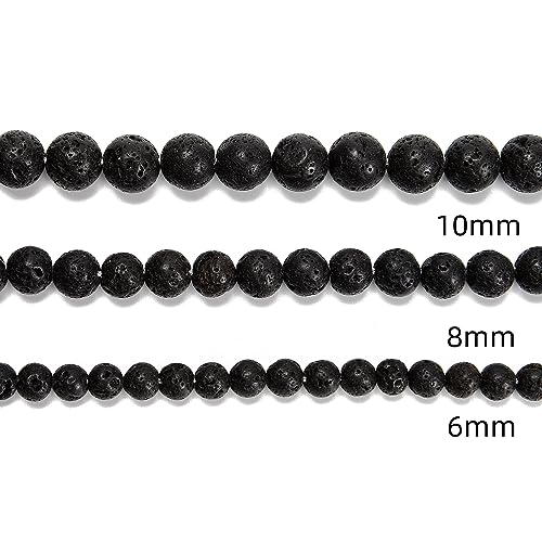 65Pcs Black Lava Stone Beads 6mm Beads Natural Stone Round Gemstone Genuine Real Stone for DIY Bracelet Jewelry String Making - color: Black Lava Stone Beads, size: 6mm