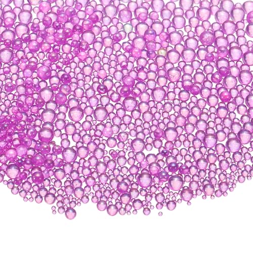 Iridescent Glass Tiny Bubble Beads, 0.4-3mm 20g No Hole Micro Mini Round Deep Purple Water Droplets Beads - Applications: for Resin Filler, Nail Art, Dollhouse Bath Tub, 2-Pieces - color: Deep Purple, size: φ0.4-3mm