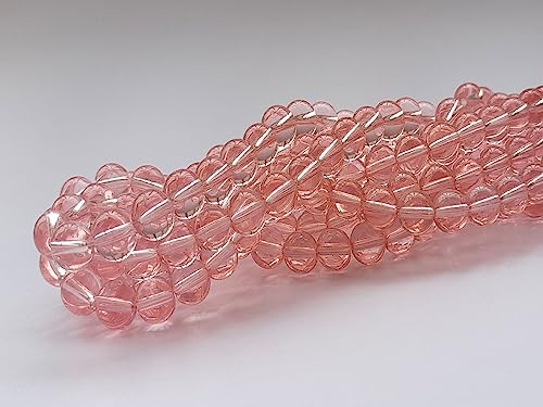 Glass Beads 6mm 140pcs Round Smooth Loose Beads for Bracelet Necklace Jewelry Making Craft DIY（6mm, 50608 Pink） - color: Pink, size: 6mm