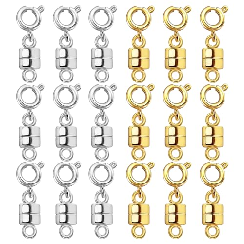 OHINGLT Strong Magnetic Necklace Clasps and Closures,Gold and Silver Plated Jewelry Clasps Converters for Bracelet Necklaces Chain - color: 18Pcs | Gold & Silver