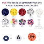 Red White and Blue Clay Beads, Clay Beads for Bracelet Making, Funtopia 5000 Pcs Heishi Flat Round Bead, Friendship Bracelet Kit with Letter Sports Bead, Birthday DIY Craft for Boys Adults - color: 10.Red white and blue