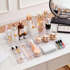 13 Pcs Desk Organizer Tray for Makeup, 5 Sizes Vanity Makeup Drawer Organizer Set, Non-Slip Desk Drawer Organizer Trays for Bathroom, Bedroom, Office, Fits Jewelry - size: 13Pack