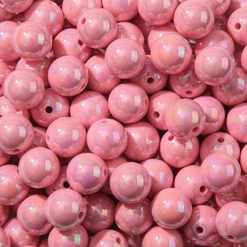 16mm Acrylic Bead 100pcs AB Color Bright Pink Focal Bead Chunk Bubblegum Beads for DIY Crafting Necklace Bracelet Jewelry Making Keychain (Bright Pink) - color: bright pink
