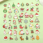 Sailanzi 50pcs Alloy enamel Christmas series Santa Claus snowman Christmas tree Pendant Jewelry Making DIY Keychain Earrings Pendant Various Design Charms for Jewelry Making Bracelets Necklace(SN936) - color: SN936