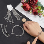 SUNNYCLUE 10Pcs Toggle Bracelets Stainless Steel Bracelet Chains Bulk Silver Metal Adjustable OT Charm Links Bangles Cable Chain with Toggles Clasps for Jewelry Making DIY Crafts Women Accessories