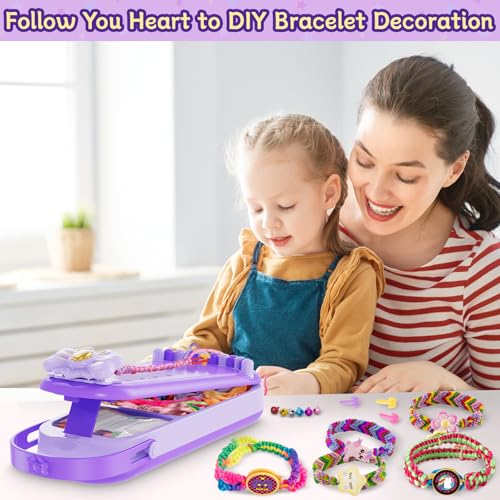 2-in-1 Friendship Bracelet Making Kits: DIY Art and Crafts Jewelry String Braiding Set Toys with Storage Box for Kids - Christmas Birthday Gifts for Girls Age 6 7 8 9 10 11 12 Year Old - Purple - style: Purple