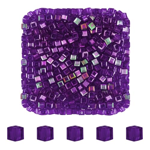 Mandala Crafts 3mm Amethyst Cube Crystal Glass Beads, 500 Faceted Beads for Adult Jewelry Design, Fashion Accessories, and Decorative Applications - color: Amethyst, size: 3mm Cube