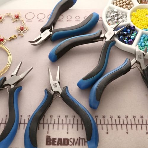 The Beadsmith Ergonomic Plier Set – 5-Piece Kit: Chain Nose, Round Nose, Flat Nose, Bent Chain Nose & Semi-Flush Side Cutter – Extra-Fine Tips, Comfortable Ergonomic Grip & Double-Leaf Springs - style: 5 Piece Kit