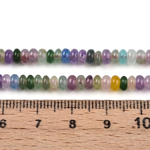 1 Strand Natural White Jade Rondelle Beads Strands Dyed Gemstone Beads Spacers for Jewelry Making Bracelets Necklace DIY Crafts 4.5x2.5~3mm 14.5" About 142~148pcs/strand Mixed Color - color: Mixed Color