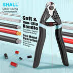 SHALL Cable Cutter, 7-1/2 inch Wire Rope Cutter Heavy Duty for Cuttng Up to 5/32", Chrome Vanadium Steel Jaw for Hard Wire Ropes, Steel Wires, Aircraft Cables, Railing, Metal Fence, Bike Bicycle Brake