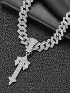 Ice Out Chain for Men Premium Zircon Stones Hypoallergenic Durable Hip-Hop Streetwear Chain Necklace Men - color: Silver, style: Trapstar