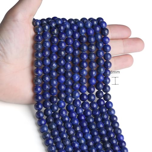 Lapis Lazuli Beads 100Pcs 8mm Blue Beads Loose DIY Round Stone Bead for Bracelet Necklace Earrings Making - color: A-Lapis Lazuli, size: 100pcs