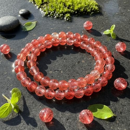DandS ltd Crackle Lampwork Glass Beads for Jewelry Making, Dark Pink, Vibrant DIY Bracelets, Necklaces, Earrings, Beading Supplies & Craft Kits for Handmade Jewelry, 80pcs 0.39 inch (10mm), #J233-10 - color: Dark Pink
