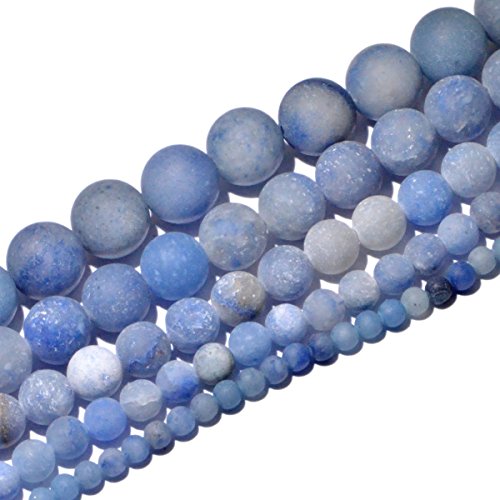 AD Beads Beautiful Natural Matte Gemstone Round Spacer Loose Beads 4-12mm (4mm, 12 Matte Blue Aventurine) - color: 12 Matte Blue Aventurine, size: 4mm