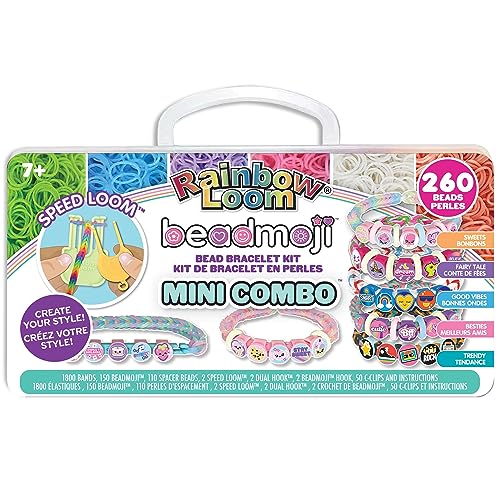 Rainbow Loom: Beadmoji Mini Combo - DIY Rubber Band & Bead Bracelet Kit - Includes 1800 Bands & 260 Beads, Design & Create, Ages 7+