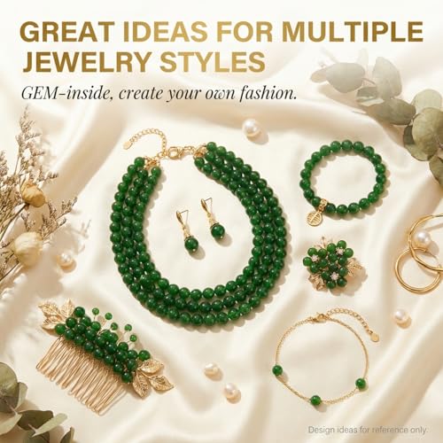 GEM-Inside Natural 6mm Green Taiwan Jade Gemstone Loose Beads Round Crystal Energy Stone Power for Jewelry Making 15" - color: Green Taiwan Jade, size: 6mm