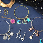 MARFOREVER 120 Pcs Mixed Sun Star Moon Charms for Jewelry Making, Celestial Charm Bracelet Charms Assorted Gold Enamel Charm Pendants for DIY Crafts Bracelet Necklace Earrings Making - style: Starry sky