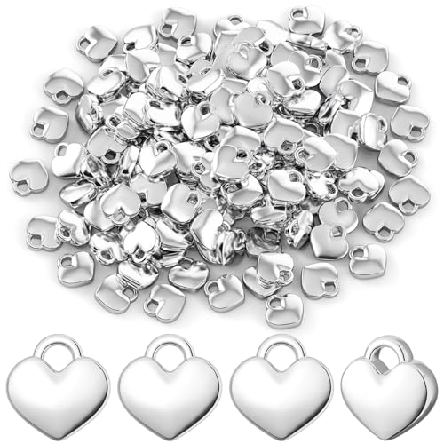 Joez Wonderland 150pcs Mini Silver Metal Heart Charms for DIY Jewelry Making - Pendants, Beads for Necklace, Bracelet, Earring, Wedding & Christmas Ornaments