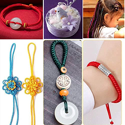 2mm Rattail String,Satin Nylon Trim Cord 16 Bundles 176 Yards Nylon Silk Cord for Jewelry Making Silk Thread Silk Bracelet String