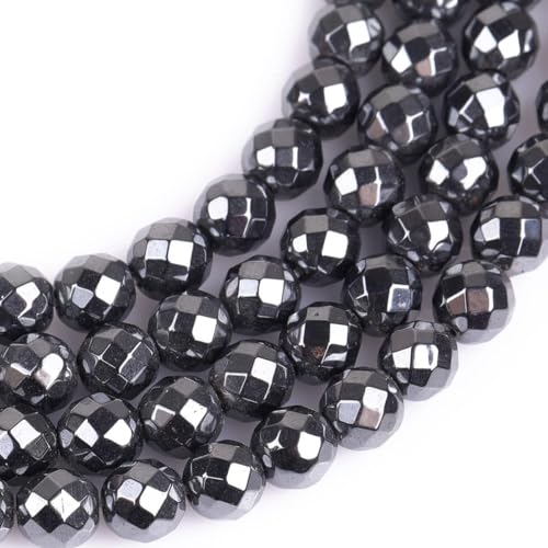 HAAMIIQII 40pcs 10mm Natural Black Hematite Loose Gemstone Beads Faceted Round Spacer Stone Beads for Jewelry Making DIY Bracelets Necklaces Crafting - color: Faceted Round, size: 10mm