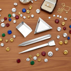 4PCS Bead Scoop, Craft Jewelry Bead Diamond Scoop Set, Stainless Steel Tweezer with Scoops and Beads Sorting Trays for Gemstones, Pearls, Rhinestones Pick up and Organizing Tools