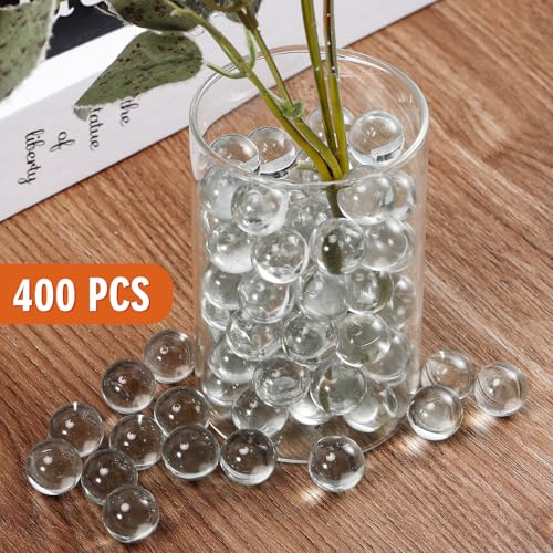 400 PCS Clear Marbles, Clear Glass Marbles for Vase Fillers, Round Marble Beads for Marble Run Game, Glass Beads Bulk for DIY Home Decoration, 4.6lb, Approx. 400 pcs