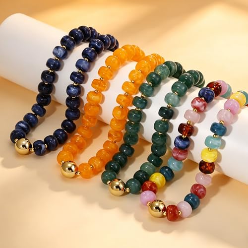 BOMAIL 4PCS Chunky Acrylic Beads Necklaces for Women Boho Colorful Resin Bead Choker Necklaces Set Big Bead Choker Necklace Fashion Trendy Summer Beach Necklaces Jewelry - color: B
