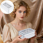 FINGERINSPIRE Glass Mirrored Jewelry Box Organizer 8.27x5.12x3.35inch Crushed Diamond Mirrored Jewelry Storage Case Rectangle Silver Diamond Organizer Box for Women Jewelry Ring Storage