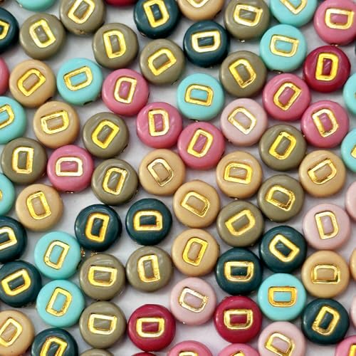 200PCS Round Letter Beads,4x7mm Color Acrylic Alphabet Beads D Beads with Letters for Bracelet Making Necklace Keychain Jewelry DIY (Letter D) - color: Letter D