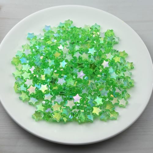 450 PCS Acrylic Star Shape Beads AB Colors Loose Pony Spacer Beads with Hole for Jewelry Making Necklace Earring Key Chains DIY Projects(Light Green AB) - color: Light Green AB