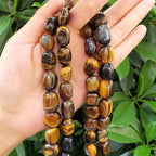 Adabele 15 Inch Natural Golden Yellow Tigers Eye Gemstone Tumbled Round Nugget Loose Beads 10mm-13mm Gem Stone Spacer for Craft Jewelry Making GZ4-11 - color: Tiger's Eye Stone, size: 15 Inch/1 Strand