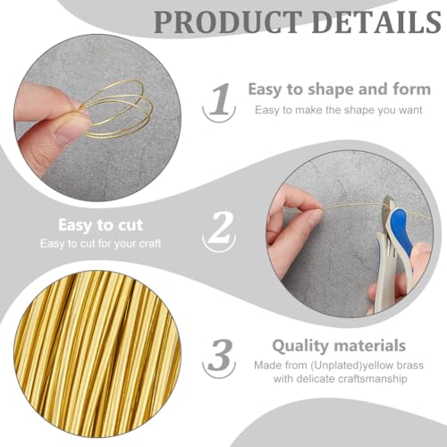 BENECREAT 65.6 Feet 20 Gauge(0.8mm) Brass Craft Jewelry Wire Gold Artistic Wrapping Wire Tarnish Resistant Round Copper Wire for Jewelry Beading Craft Making Ring Earrings DIY - size: 20 Gauge