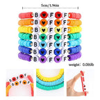 Rainbow Heishi Surfer Bracelets Set for Women Stackable Clay Beaded Bracelets Disc Stretch Preppy Bracelets Layering Colorful Friendship Bracelets Team Cheer Bulk Boho Summer Beach Jewelry Gift - style: BFF