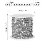 66FT Stainless Steel Curb Chains Bulk, 2mm Stainless Steel Flat Satellite Curb Link Chains Roll for Jewelry Making - color: Silver short embossed