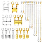 22PCS Gold Silver Necklace Magnetic Clasps Chain Extenders for Women Layering Separators Polished Alloy Set for Necklaces Bracelets Anklets - color: 22PCS gold silver